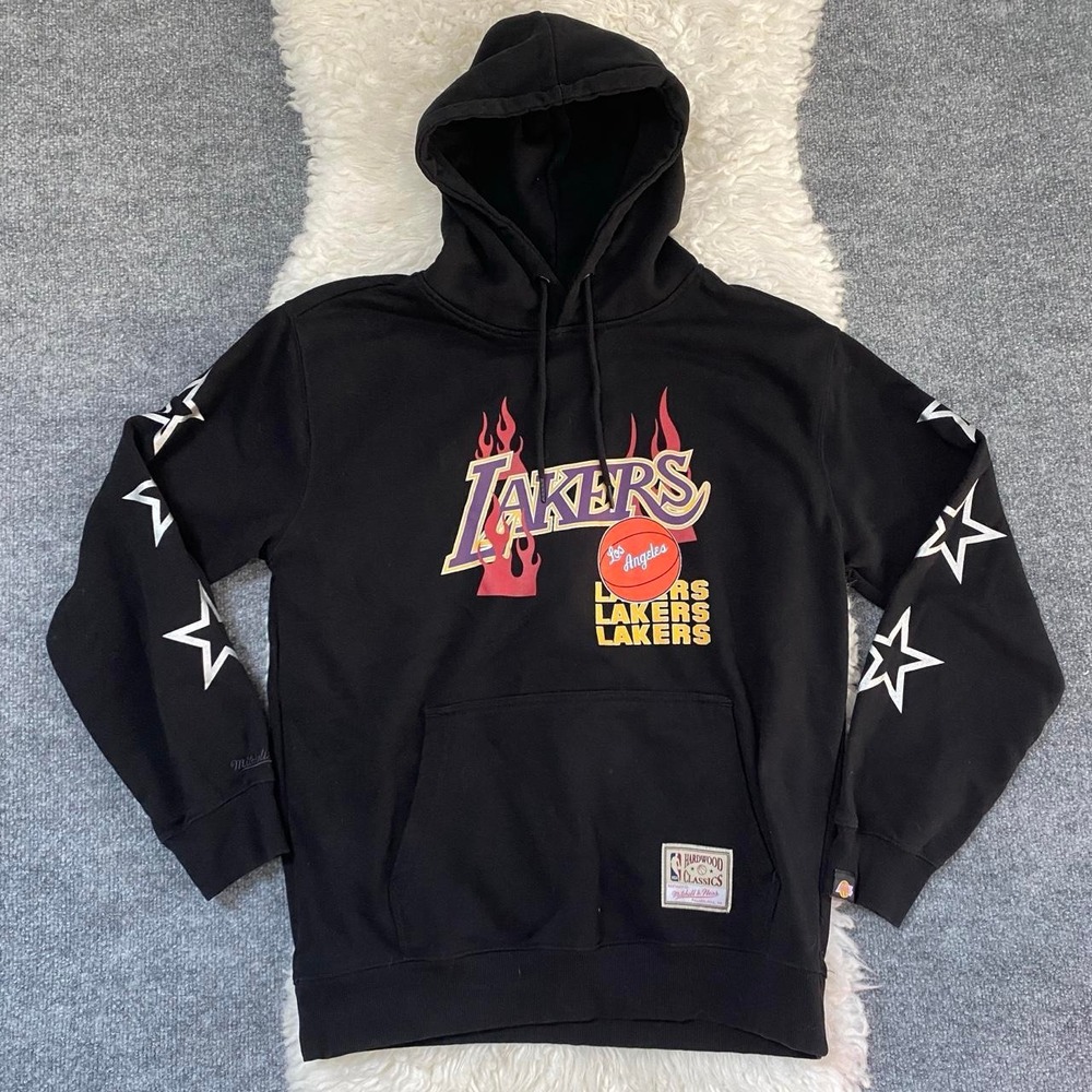 MITCHELL & NESS LA LAKERS OVERSIZED HOODIE GRAPHIC LONG SLEEVE KANGAROO POCKET